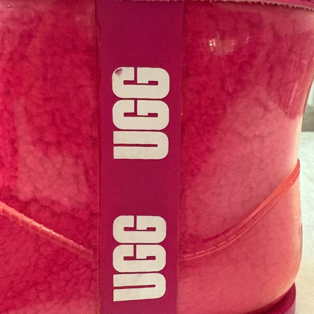 UGG Classic Clear Pink Mini Rain Waterproof Boot Womens Size 6 - Picture 15 of 16